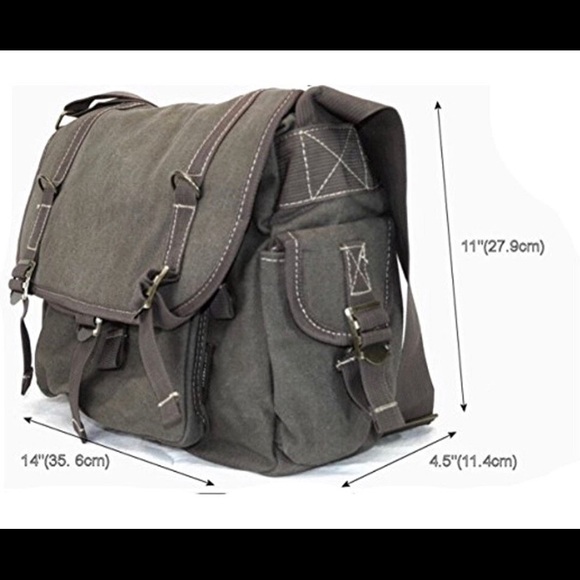 Amik - Rugged Canvas Foldable Messenger Bag - Brushed Brown - Picture 3 of 4